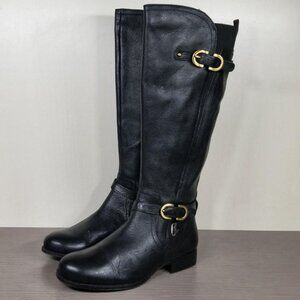 Naturalizer Jennings Knee High Boot Wide Calf, Black Leather, Womens Size 7 M